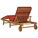 Sun Lounger Reclining Red 200 x 67 x 84cm Solid Acacia wood 4105531