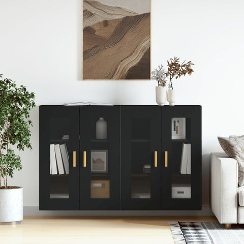 Wall Mounted Cabinets 2 pcs Black Engineered Wood 3197898
