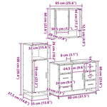 ZNTS 3 Piece Bathroom Furniture Set Black Engineered Wood 3300990