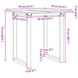 ZNTS Dining Table O-Frame 70x70x75 cm Solid Wood Pine and Steel 3282671