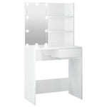 Dressing Table with LED High Gloss White 74.5x40x141 cm 808807