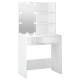 Dressing Table with LED High Gloss White 74.5x40x141 cm 808807