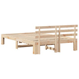 Bed Frame with Headboard Natural 140 x 190 cm Solid Pine Wood 872614