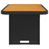 Garden Table Black 90x55x71 cm Poly Rattan and Acacia Wood 368275