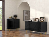Modern Luxe High Gloss Sideboard, with Hairpin Legs - Black T3398P377929