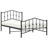 Metal Bed Frame without Mattress with Footboard Black 100x200cm 373802