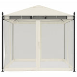 Gazebo with Mesh Walls Cream 2.93x2.93 m Steel 368434