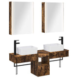 Bathroom Cabinet Set 5 pcs Smoked Oak Engineered Wood 3406331