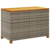 Garden Storage Box Grey 110x55x63 cm Poly Rattan Acacia Wood 366286