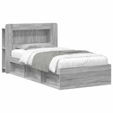 Bed Frame with Storage Grey Sonoma 100 x 200 cm Engineered Wood 3433449