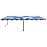 Freestanding Manual Retractable Awning 600x350 cm Blue/White 3069876