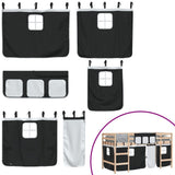 Kids' Loft Bed with Curtains without Mattress White&Black 90x190cm 3206973