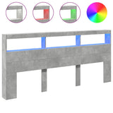 Headboard Cabinet with LED Concrete Grey 220x17x102 cm 839227