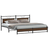 Metal Bed Frame without Mattress Brown Oak 193x201 cm 3325133