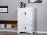 Accent Floor Storage Cabinet Kitchen Cupboard with Adjustable Shelves and 2 Lower Doors, White T3398P341252