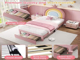 3ft Single Upholstered Bed with Adjustable Rainbow Headboard, Soft Velvet Bed Frame with Storage N652P296726P
