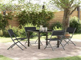 Garden Dining Set Folding 5 pcs Black Powder-Coated Steel 3379374