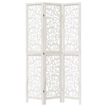 Room Divider 3 Panels White Solid Wood Paulownia 358735
