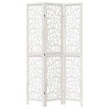 Room Divider 3 Panels White Solid Wood Paulownia 358735