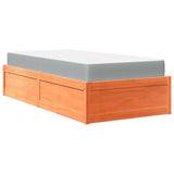 Bed with Mattress Wax Brown 100x200 cm Solid Wood Pine 3281942