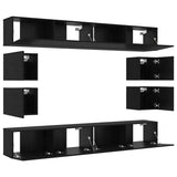 TV Cabinet Set 8 pcs Black Oak Engineered Wood 3332532