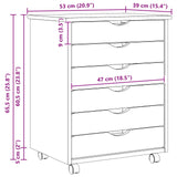 Rolling Cabinet with Drawers MOSS Clear Varnish Solid Pine wood 42032401