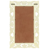 Hand Carved Mirror White 80x50 cm Solid Mango Wood 321642