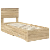 Bed Frame Sonoma Oak and Silver 75 x 190 cm Engineered Wood 3410960