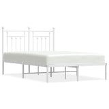 Bed Frame White Powder-Coated Steel Double Bed Frame 353584