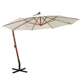 Hanging Garden Parasol 350 cm Wooden Pole White 42966