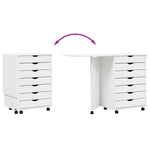 ZNTS Rolling Cabinet with Desk MOSS White Solid Wood Pine 355901