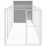 Dog House with Run Light Grey 165x659x181 cm Galvanised Steel 3189105