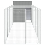 Dog House with Run Light Grey 165x659x181 cm Galvanised Steel 3189105