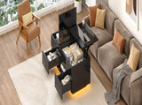 LED Lift-Top Coffee High Gloss Centre Table with 2 drawers & LED lights, Lifting Sofa Side N605P439616S