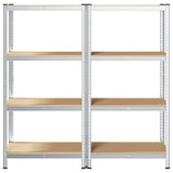 4-Layer Storage Shelves 2 pcs Silver Steel&Engineered Wood 4016933