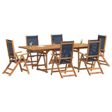 7 Piece Garden Dining Set Solid Wood Acacia and Textilene 3279306