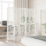 Room Divider 6 Panels White Solid Wood Paulownia 358746