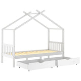 Kids Bed Frame with Drawers White Solid Pine Wood 90x200 cm 322150