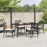 Garden Dining Set with Cushion 5 pcs Black Rattan 3380816