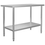 ZNTS Kitchen Work Table with Overshelf 120x60x120 cm Stainless Steel 3054468