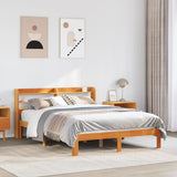 Bed Frame without Mattress Wax Brown 135x190 cm Solid Wood Pine 3306801