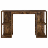 Desk with Shelf Smoked Oak 130 x 50.5 x 75 cm Engineered Wood 869502