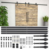 Sliding Door Hardware Kit 2x183 cm Steel Black 275606