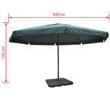 Aluminium Garden Parasol with Portable Base Green 271717