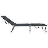 Folding Sun Lounger Folding Black 188 x 57 x 86.5 cm Polyester 42003141