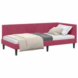 Corner Bed Frame with Headboard Wine Red 90 cm x 200 cm Velvet 42016352