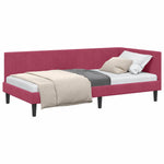 Corner Bed Frame with Headboard Wine red 100 x 200 cm Velvet 42016362
