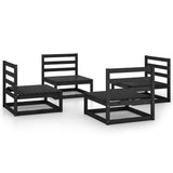 4 Piece Garden Lounge Set Black Solid Pinewood 3075263