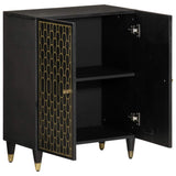 Side Cabinet Black Solid Mango Wood Standard Cabinet 358322
