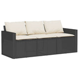 2 Piece Garden Dining Set with Cushions Black Poly Rattan 366336